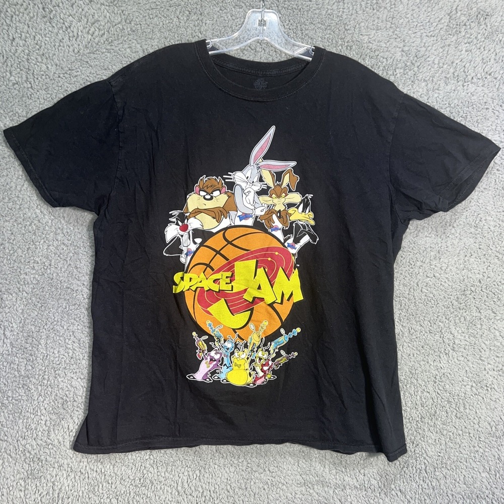 Space Jam T Shirt Men's XL Black 90s Looney Tunes Jordan Short Sleeve‎ Tee